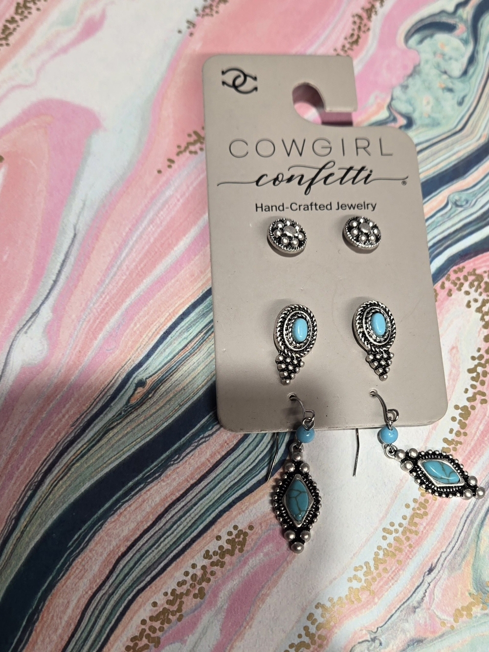 Women's Turquoise Silver Earrings Set